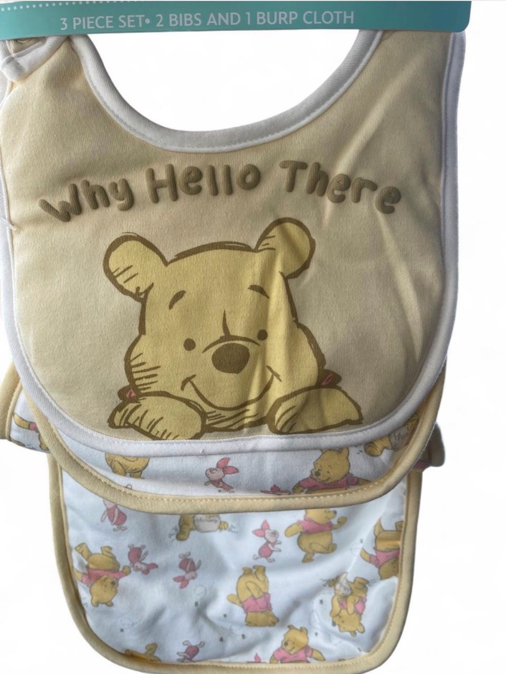 Disney Winnie the Pooh Yellow Bib and Burp Cloth Set